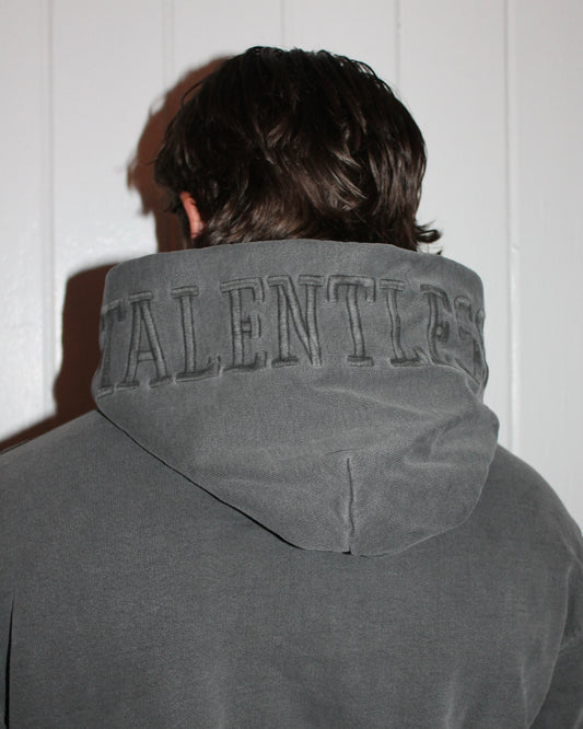 Talentless Embroidered Hoodie - Steel Grey