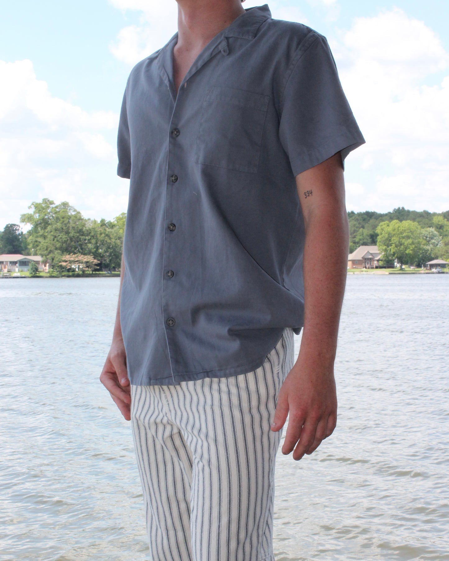 Fisherman Button Down - Dusty Blue