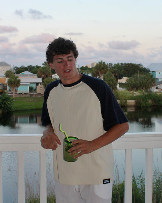 Oversized Surfer Tee - Navy/White